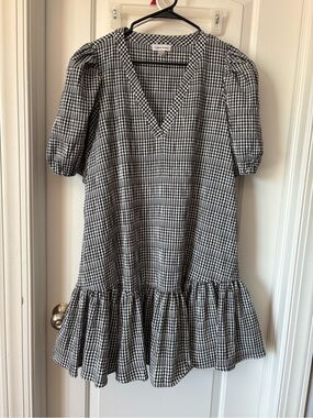 Calvin Klein Black and White Gingham Midi Dress